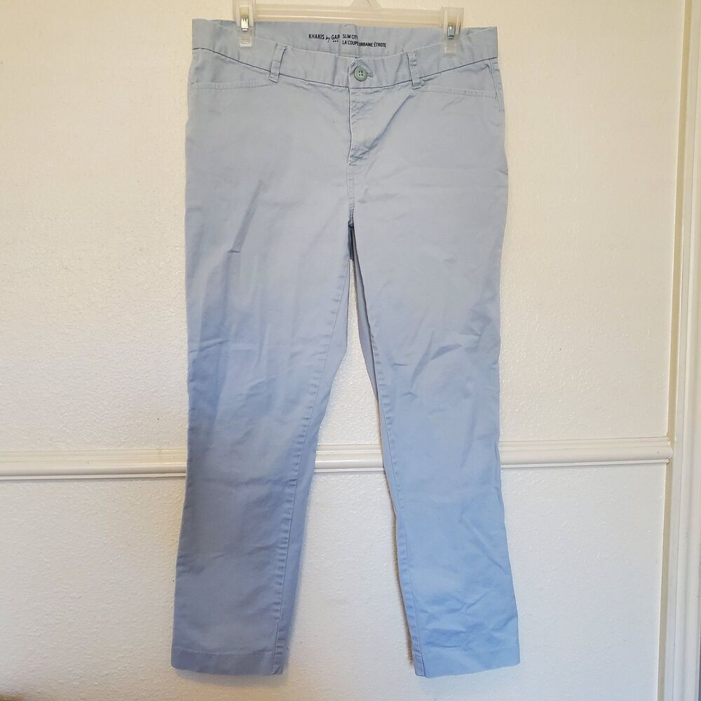Khakis by Gap Slim City LA Coupe Urbaine Etrote Womens Pants Baby Blue Sz 8